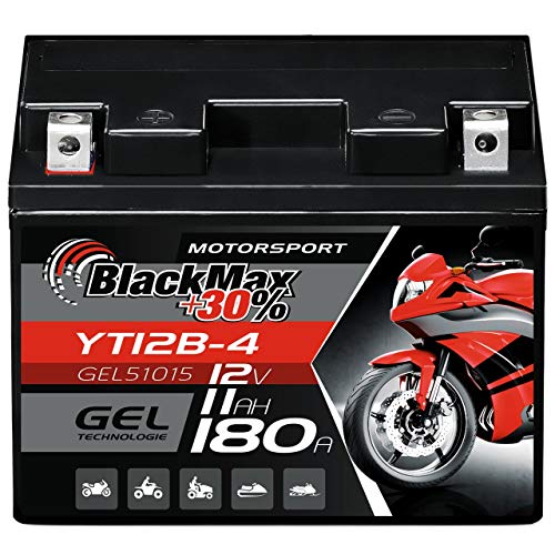 BlackMax GT12B-4 Motorradbatterie GEL 12V 11Ah YT12B-4 Batterie 51015 CT12B-4