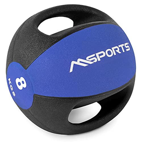 MSPORTS Medizinball Premium mit Griffe 1 – 10 kg – Professionelle Studio-Qualität Gymnastikbälle (8 kg - Königsblau)