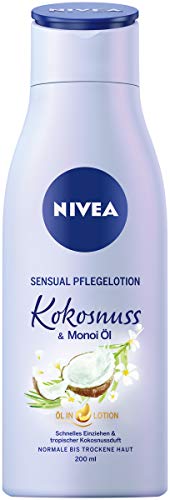 NIVEA Body Sensual Pflegelotion Kokosnuss & Monoi Öl im 6er Pack (6 x 200 ml), schnelleinziehende Body Lotion mit Kokos-Duft, Körpercreme für 24h Feuchtigkeit