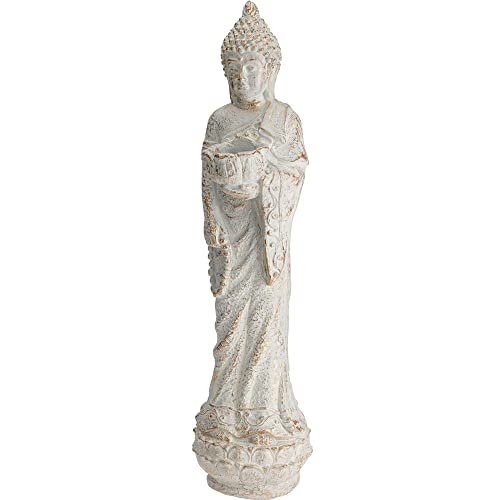 made2trade Buddha 60cm MGO Statue, Farbe: Weiß/Marmor