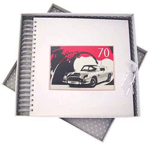WHITE COTTON CARDS 70. Geburtstag, Karte & Speicher Buch, Classic Car, weiß