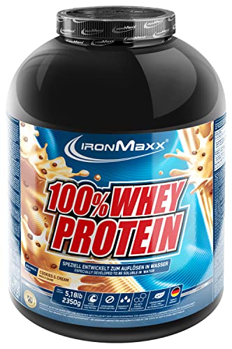 IronMaxx 100 Prozent Whey Protein Pulver Molke wasserlöslich, Geschmack Cookies und Cream, 2,35 kg Dose (1er Pack)