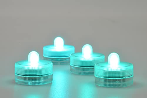50 Stück Unterwasser-LED-Licht Flammenlose LED-Kerze Batteriebetriebenes Teelicht Tauch Dekorative Lichter für Hochzeitsfeier Eventlicht Aquarium Licht Weihnachten Halloween Licht (blaugrün)