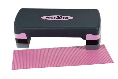 MAXXIVA® Stepper Aerobic-Fitness-Steppbrett mit Antirutsch-Matte 67 x 27 x 10/15/20 cm höhenverstellbar Hometrainer Fitnesstraining Workout (fuchsia)