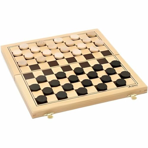 Jeujura J8131 Checkers Spiel in Holzbox, merhfarbig