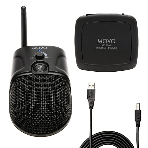 Movo MC2000 Kabelloses Konferenz-Mikrofonsystem – USB-Kabelloses Mikrofon für Computer – Konferenz-Anrufmikrofon für Zoom-Meetings – Zoom-Mikrofon für Video-Meeting auf Mac oder PC Setup
