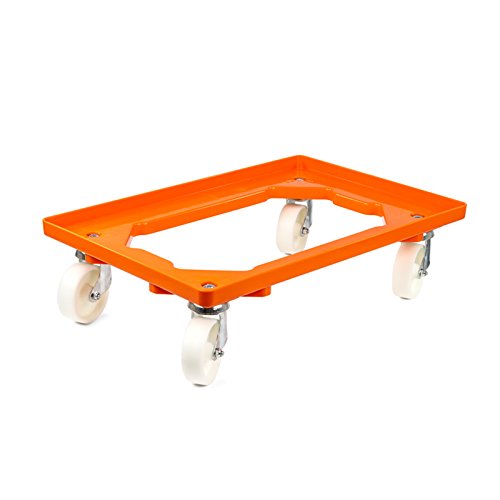 aidB Kunststoff Transportroller Offen - Orange - mit Kunststoffräder, 4 Lenkrollen - Einzel