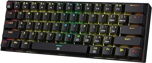 Redragon K630 Dragonborn 60% kabelgebundene RGB-Magnetschalter-Gaming-Tastatur, 61 Tasten, kompakte mechanische Tastatur mit taktilem blauen Schalter, Pro-Treiberunterstützung, Schwarz