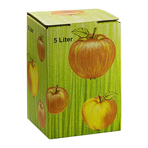 DeTec Bag in Box Karton Apfeldekor Apfelsaft Faltkarton Schachtel Most Saftkarton für Saftlagerung 3-5 - 10 Liter Füllmenge (10 STK, 5 Liter)