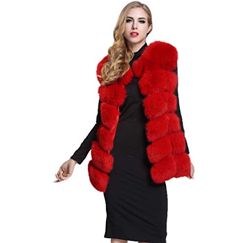 GL SUIT Frauen Faux-Pelz-Weste Warm Damen ärmel Jacken-Mantel-Bodywarmer Gilet weiblich Wintermode Pelz-Mantel Fake Fur Oberbekleidung Shaggy Cardigan,Rot,XXXL