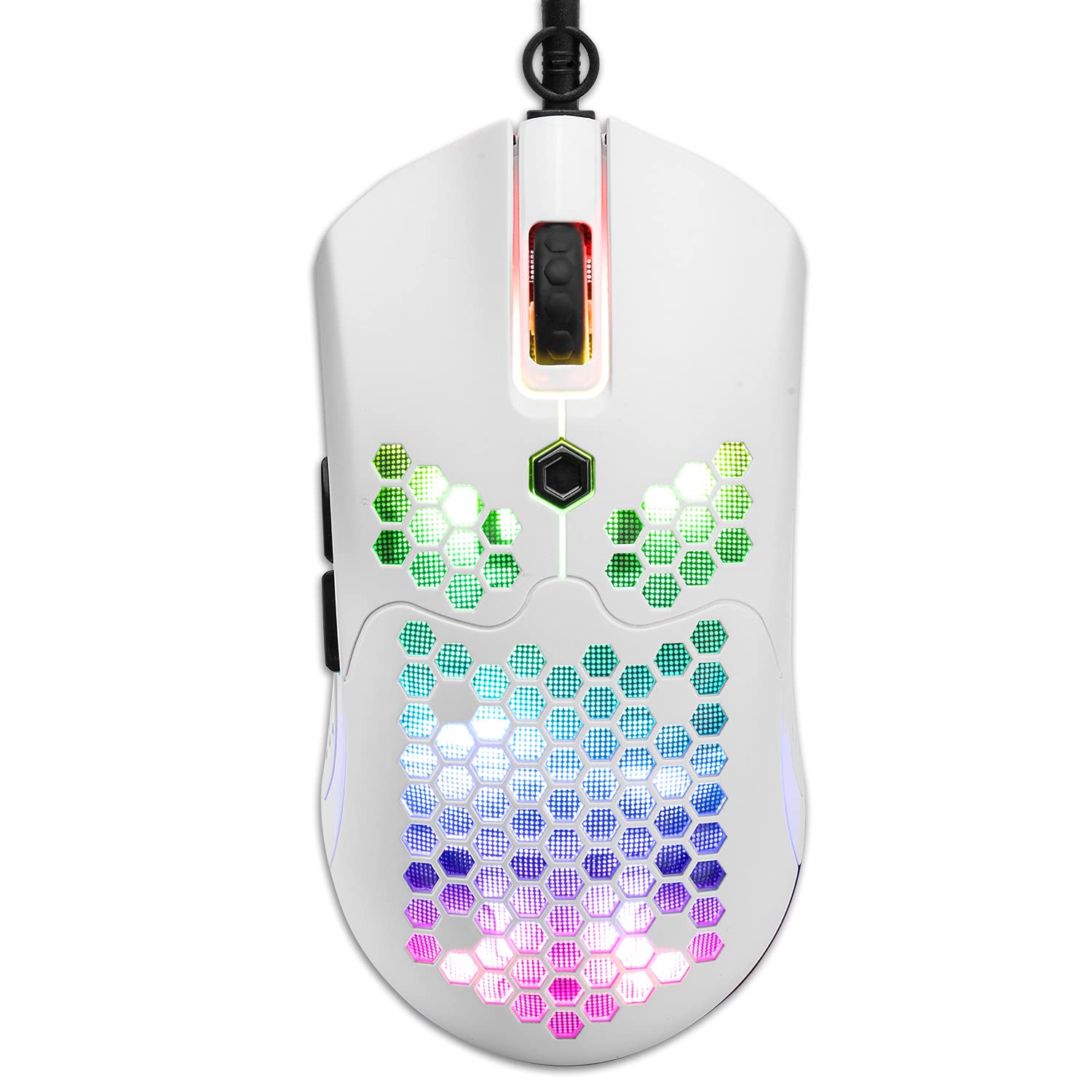 RGB Wired Lightweight Gaming Mouse, 65G with Honeycomb Shell Ultralight Ultraweave Cable, 26 RGB Backlit, 12000DPI Programmable Drive 7 Buttons Optical Mice