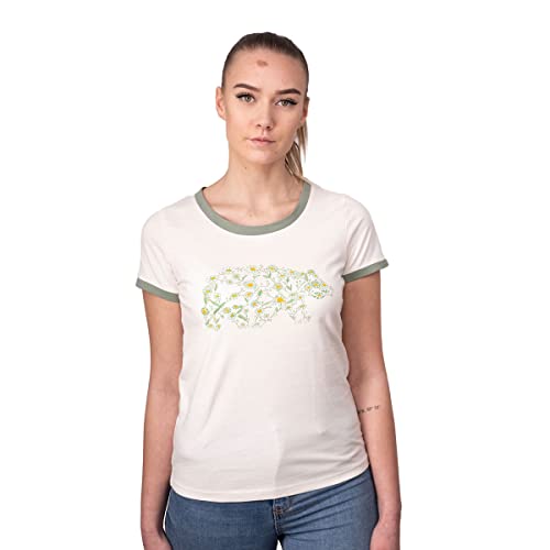 FORSBERG Damen T-Shirt mit Brustlogo, Farbe:Creme/Salbei, Größe:XL