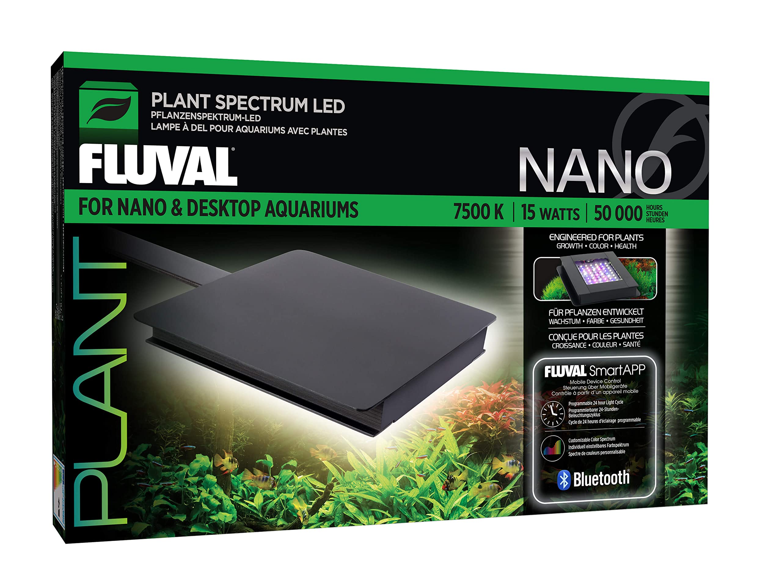 Fluval Plant 3.0, Nano LED Beleuchtung für Süßwasser Aquarien, 12,7 x 12,7cm, 15W