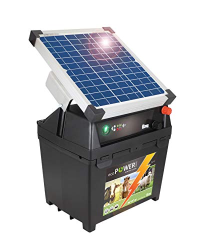 Eider Weidezaungerät ecoPOWER 1000-12 Volt mit 10 Watt Solar Modul - mit Tiefenentladeschutz - Solar Panel für wartungsarmen Betrieb - Made in Germany