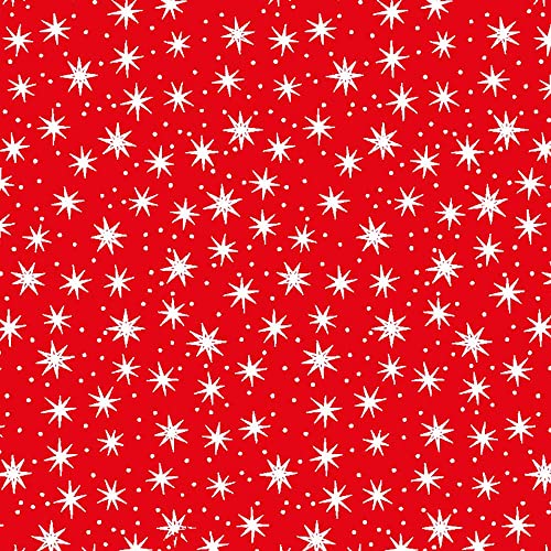 FSC große Rolle Geschenkpapier rot Sterne weiß 70 cm x 200 m | 80/m² Weihnachtspapier | HUTNER