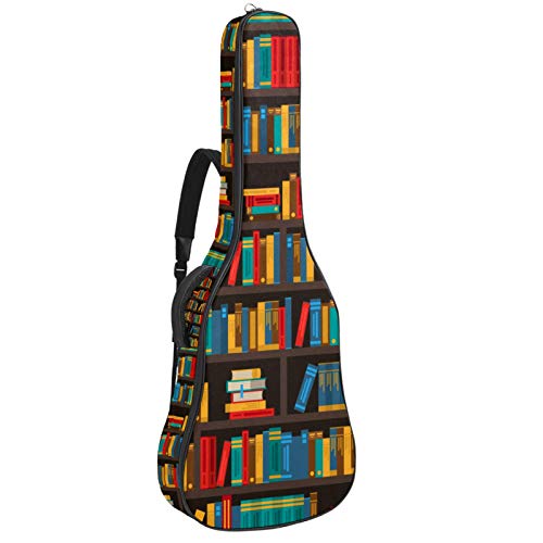 Gitarren-Gigbag, wasserdicht, Reißverschluss, weich, für Bassgitarre, Akustik- und klassische Folk-Gitarre, Bücherregale, dekorativ, bunt