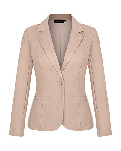 MINTLIMIT Damen Femininer Blazer Anzugjacke Herbst Frühling Langarm Elegant Cardigan top Büro Jacke mit Taschen(Khaki,Größe XL)