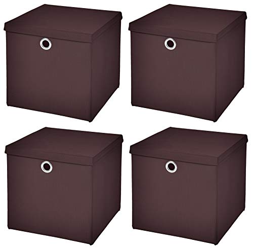 StickandShine 4er Set Braun Faltbox 28 x 28 x 28 cm Aufbewahrungsbox faltbar mit Deckel