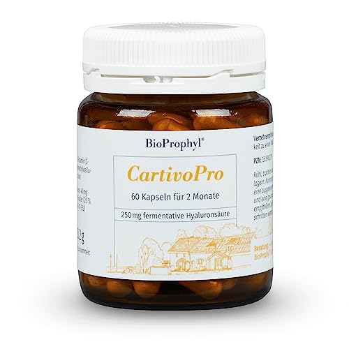 BioProphyl®CartivoPro 250 mit 250 mg Hyaluronsäure, Kupfer und Vitamin C für Knochen, Knorpel, Haut und Gelenke - 60 pflanzliche Kapseln für 2 Monate