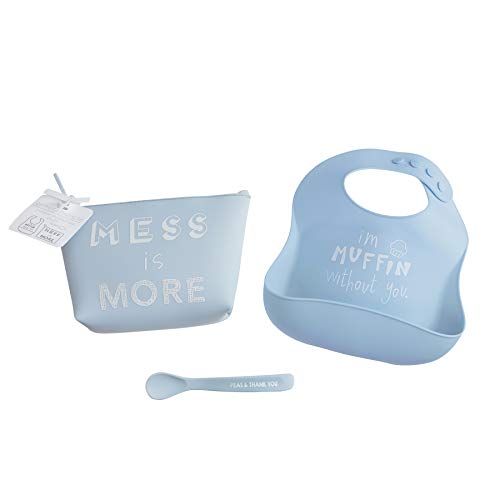 Mud Pie Blue Silicone Feeding Set