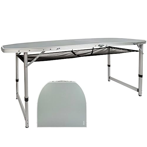 Intex Unisex-Erwachsene AKTIVE 52866 großer Netzablage, tragbarer Strandtisch, Camping, robuster Klapptisch, Aluminium, achteckige Form, 149 x 80 x 71,5 cm, grau, bunt, Mediana