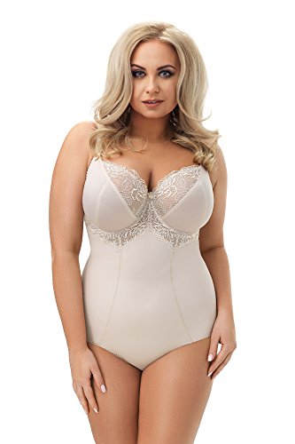 Selente sw02 Shapingbody (made in EU) figurformder Bügel-Body mit eleganter Spitzenverzierung, beige ungepolstert, Gr. 95F