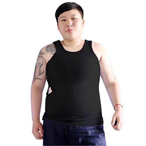 BaronHong Tomboy Trans Lesbian Bambus Kohlefaser Brust Binder Korsett Plus Size Long Tank Top (schwarz, 5XL)