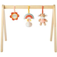 Nattou Wooden Arch with Hanging Toys Mila, Lana and Zoe, 60x50 cm, Coral