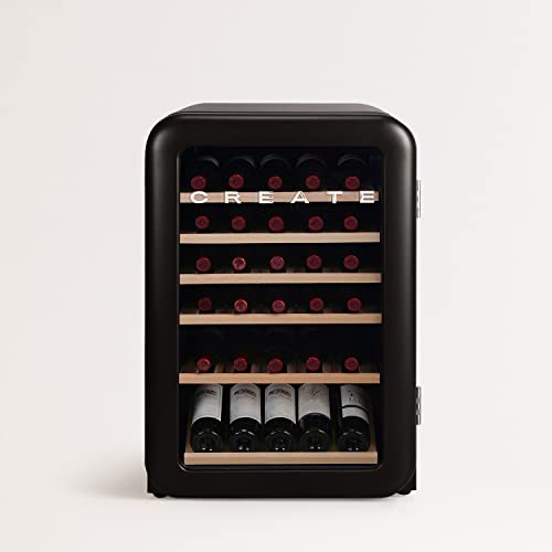 CREATE / WINECOOLER Retro XL/Elektrischer Weinkühler für 45 Flaschen, Schwarz/Retro-Vintage-Design, 115L,0,75 l Flaschen