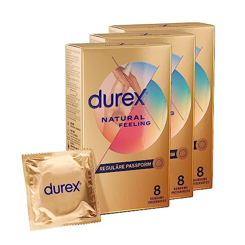 Kondome latexfrei für ein natürliches Haut an Haut Gefühl Durex Natural Feeling 3er Pack (3 x 8 Stück)
