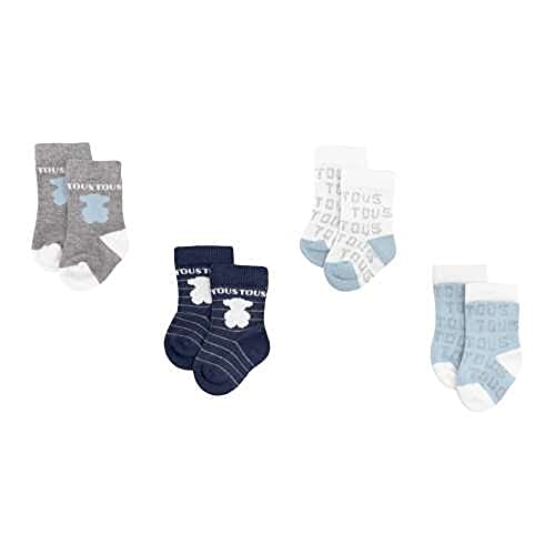 TOUS BABY - 4 verschiedene Socken mit TOUS Logo für Ihr Baby, Himmelblau (0-3 Monate)