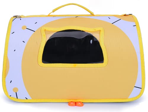 Atmungsaktive transparente Mehrfarbige Haustiertasche mit Netz-Design, seitlich offen, einzelne Schulter, faltbare Tasche für Hunde und Katzen (M 462721, Gelb)