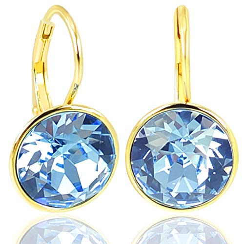 Ohrringe 925 mit Kristallen von Swarovski® Blau Gold NOBEL SCHMUCK