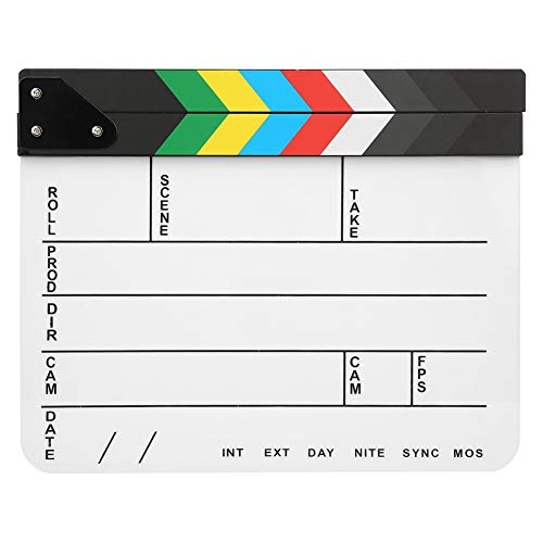 Oumij1 Clapperboard Fotografie-Tool, 30x25CM Acrylfilm Clapperboard Professional Director Action Clap Film Fotografie-Tool(Farbe PAV1CWE4)