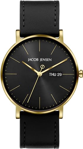 Jacob Jensen Armbanduhr Titanuhr ⌀40mm Armband Vegan schwarz Saphirglas 32165