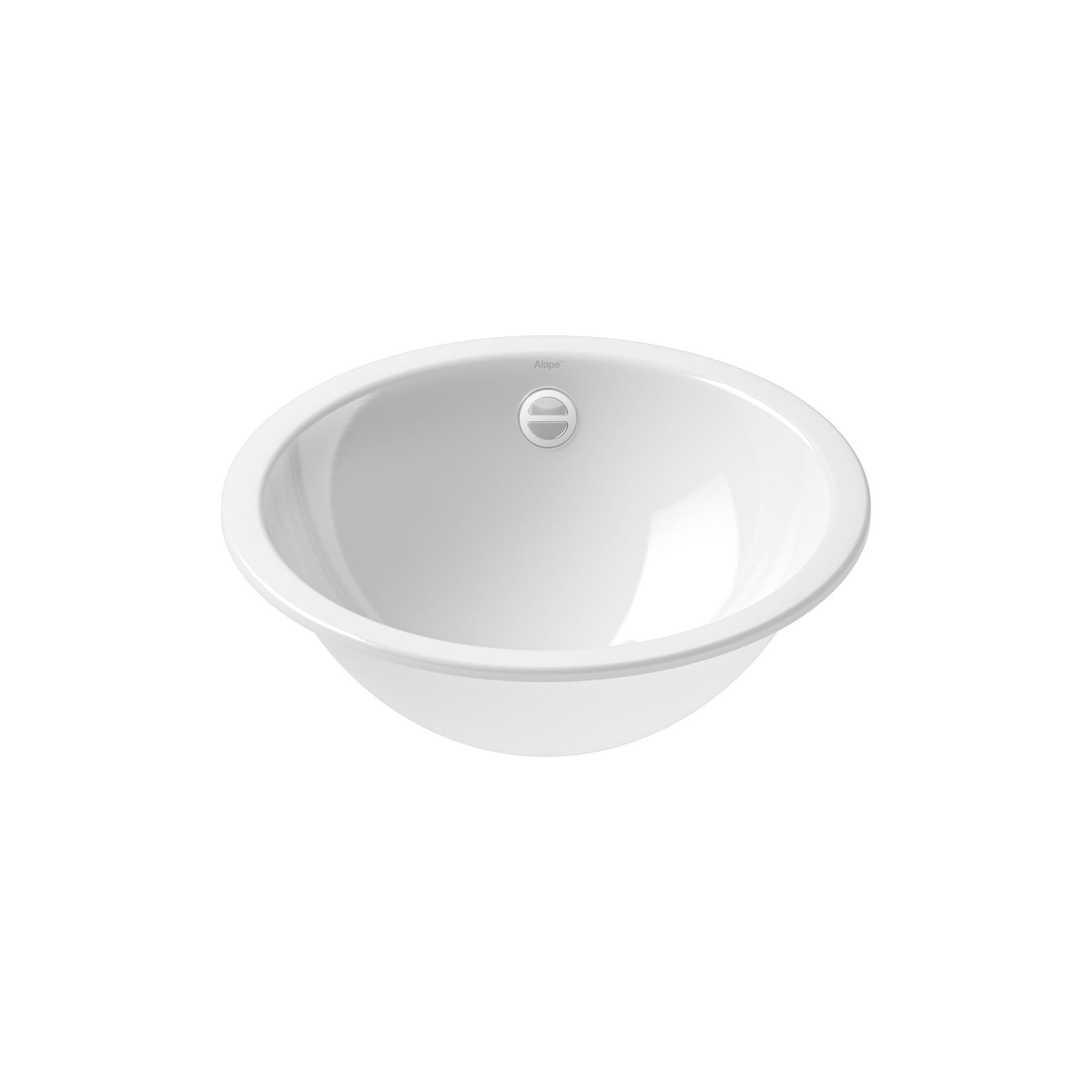 Alape˘ EB.K400 Einbaubecken, Waschbecken aus glasiertem Stahl in weiß mit antibakterieller Oberfläche, rund, Ø 40 cm, Höhe 14 cm, mit Überlauf