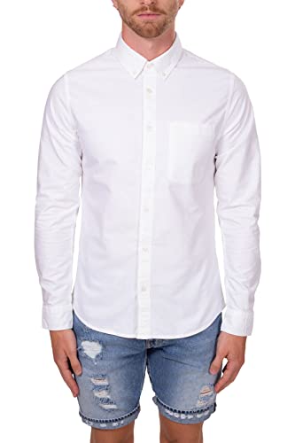 Calvin Klein Jeans Herrenhemd aus Oxford, Weiß, Large