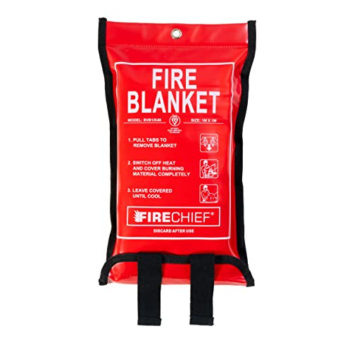 Firechief SVB1/K40 Feuerlöschdecke mit Gütesiegel von Kitemark, klein (1 x 1m), geeignet für den Einsatz rund um das Haus (Küche, Büro, Garage)
