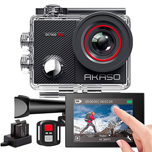 AKASO Sports kamera/Action Cam 4K WiFi Helmkamera/Unterwasserkamera mit Touchscreen EIS Einstellbarer Weitwinkel mit Fernbedienung 16MP mit 25 Zubehöre