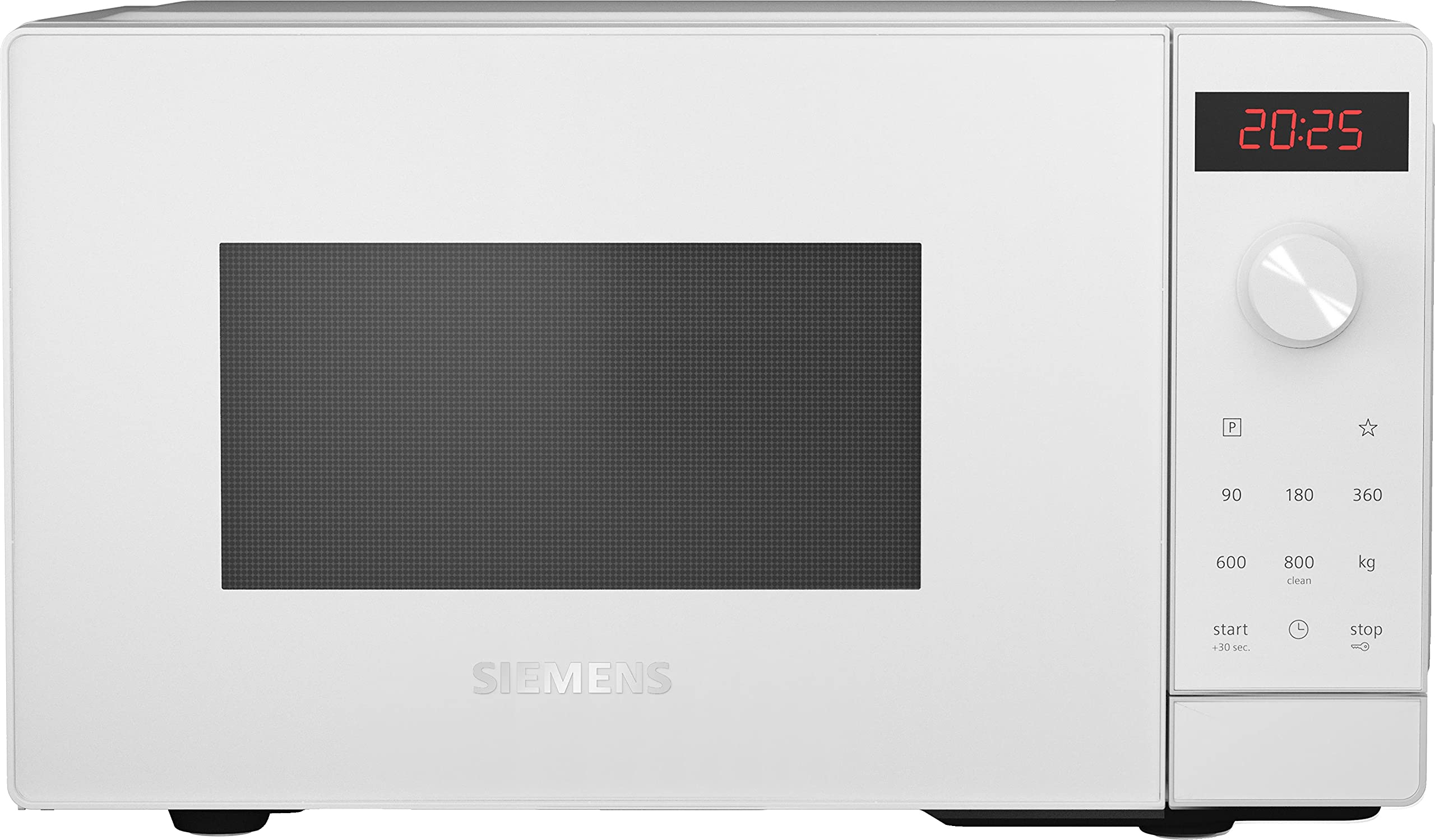 Siemens FF023LMW0 iQ300 Mikrowelle, 44 x 26 cm, 800 Watt, Drehteller 27 cm, Türanschlag links, cookControl7 Automatikprogramme, Favoritentaste, 0, Weiß, 20 L