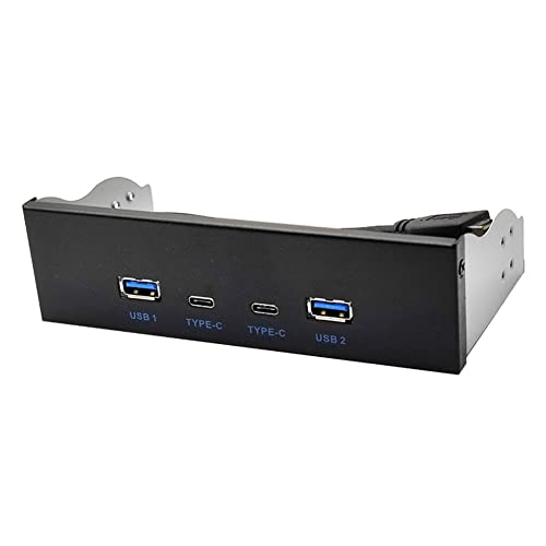 Hopbucan Optisches Laufwerk USB 3.2 Typ C, 2 x USB GEN2 + 2 x TYPE-C 8,9 cm (3,5 Zoll), 5,25 Zoll HUB, 19-polig auf C-Port-Front-Rückstecker