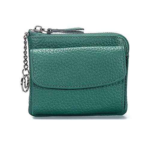 Geldbörse für Damen Geldbörse Mehrschichtiges Leder Einfache Mini-Münzentasche mit Reißverschluss Kleine Damengeldbörse (Farbe : Grün, Size : 11x9x4cm)