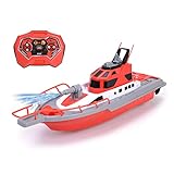 Dickie Toys – Feuerwehrboot – ferngesteuertes Boot für Kinder ab 6 Jahren, mit Wasserspritzfunktion und Fernbedienung, 3 km/h, RC-Boot, Wasserspielzeug
