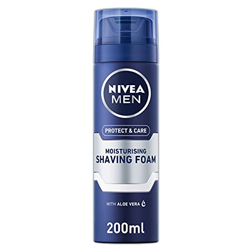 NIVEA MEN Protect & Care Feuchtigkeits-Rasierschaum (200 ml), schützender Rasierschaum mit Feuchtigkeitscreme, Rasierschaum für Herren, angereichert mit Aloe Vera & Pro-Vitamin B5 (6 Stück)