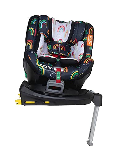 Cosatto RAC Come and Go i-Size Rotate Baby-Autositz für Kleinkinder, 0-4 Jahre, ISOFIX, verlängerte Rückwärtsgerichtung, Anti-Escape, Disco Rainbow
