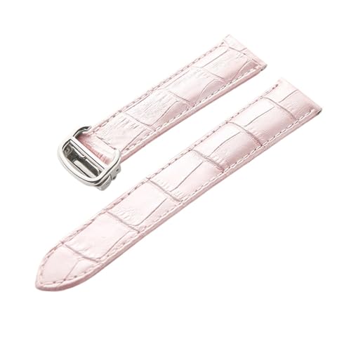 INEOUT Leder-Uhrenarmband, Erste Schicht, Rindsleder, Kompatibles Cartier Tank London-Uhrenarmband, Herren- Und Damenarmband-Zubehör (Color : Pink, Size : 16mm)
