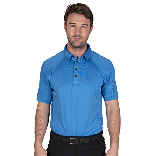 Island Green IGTS1648 Herren Performance CoolPass Golf Polo-Shirt mit Ziernähten, Sky Azure, S
