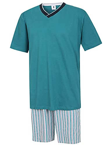 Moonline nightwear Herren Pyjama Schlafanzug kurz Herren Pyjama kurz Herren Shorty Schlafanzug aus 100% Baumwolle Gr M/46-48