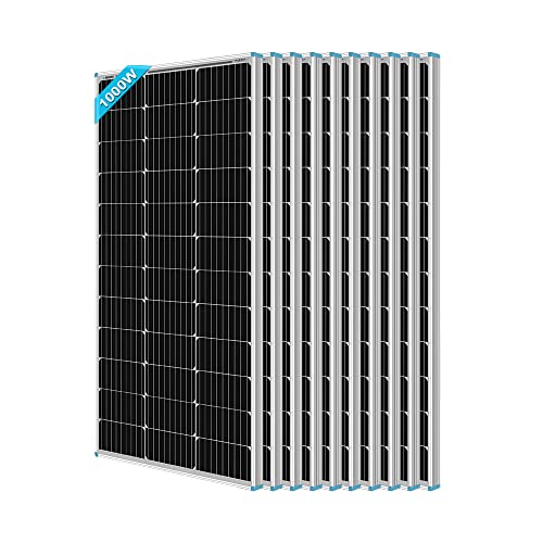 RENOGY 1000W Solarmodul Monokristallin Solarpanel Photovoltaik Solarzelle Ideal zum Aufladen von Wohnmobil Balkonkraftwerk Garten Camper Boot (100WX10)