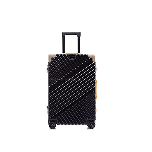 SUICRA Gepäckgurt-Handgepäck Inch Aluminium Frame Suitcase Box Strong Business Trolley Luggage Bag On Wheels (Color : Black, Size : 26")